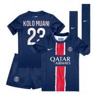 Echipament fotbal Paris Saint-Germain Randal Kolo Muani #23 Tricou Acasa 2024-25 pentru copii maneca scurta (+ Pantaloni scurti)